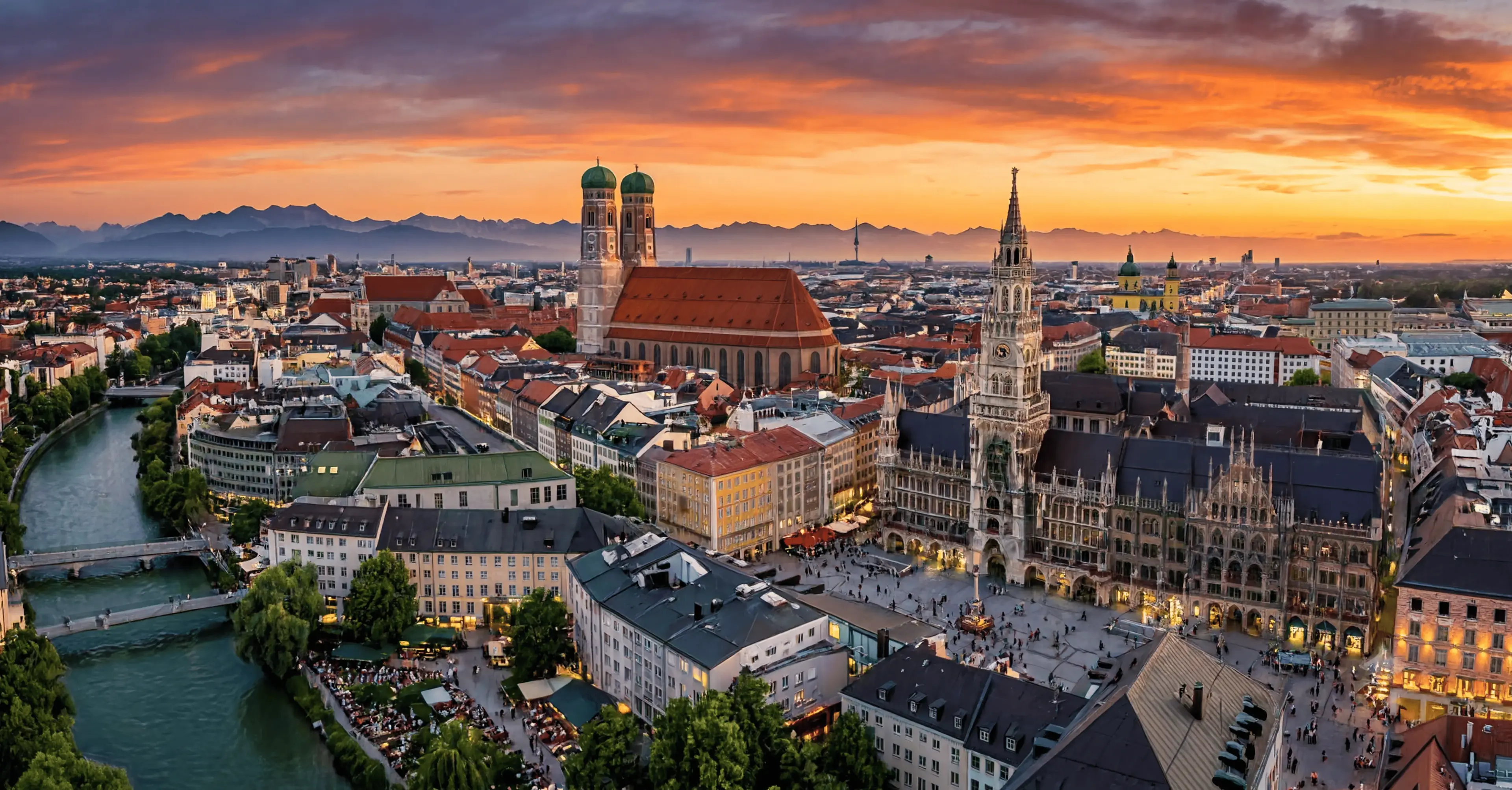 Munich old town and Bavarian skyline on a private transfer from Salzburg