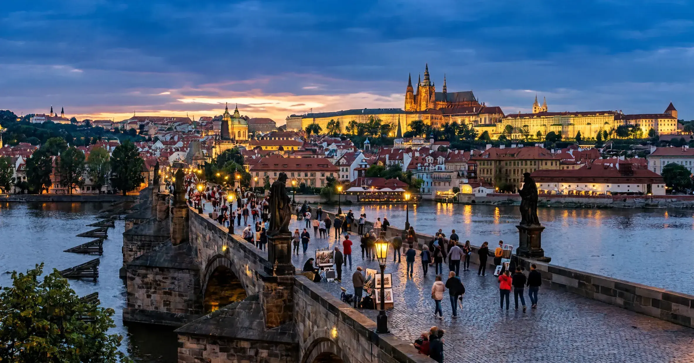 Charles Bridge, Prague Castle and Vltava River on a private transfer from Salzburg