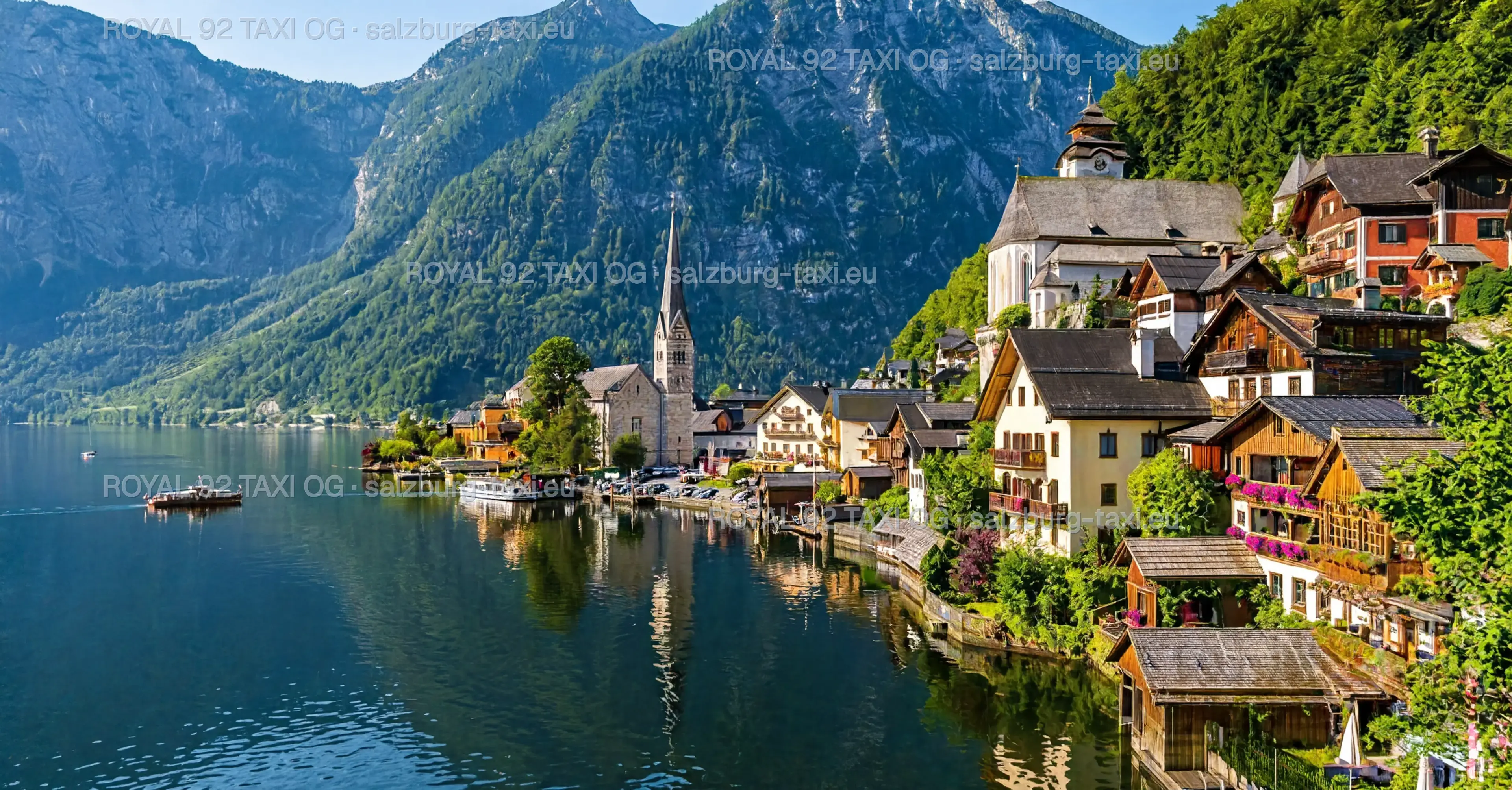 Salzburg to Hallstatt private transfer and return day trip Hallstatt village, Hallstätter See and Alpine mountains on a private transfer from Salzburg